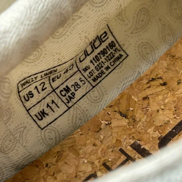 Hey Dude Natural Collection White Linen Mens Comfort Loafer Size 12 - Picture 11 of 11